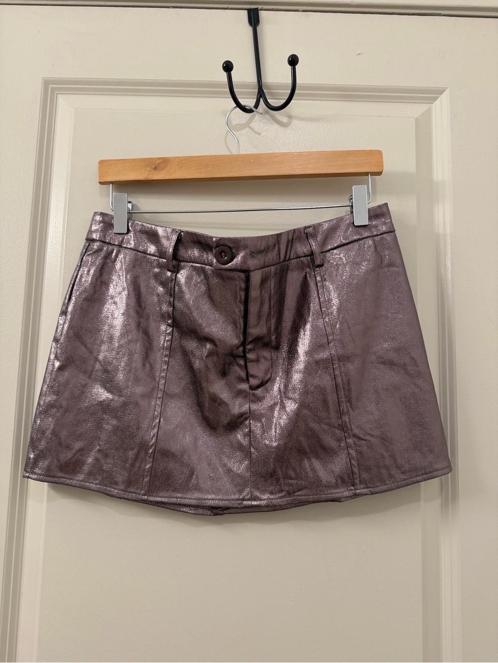 NWT Pretty Little Thing Metallic Purple Gray A-Line Mini Skirt Size 8